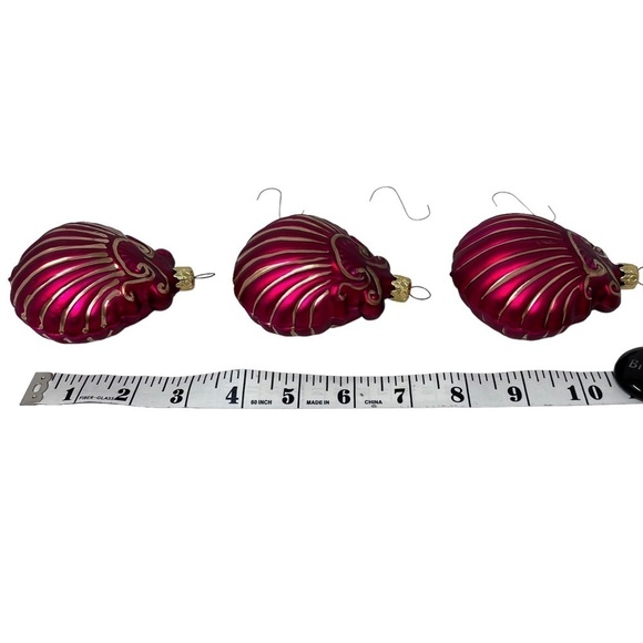 VTG Tannenbaum Collection Four Poland Blown Glass Red Gold Sea Shell Ornaments - Picture 9 of 10